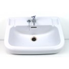 Altes Keramik-Wasch-Becken mit 70er-Jahre Wasserhahn