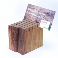 Rustikaler Halter aus alter Eiche für Visitenkarten