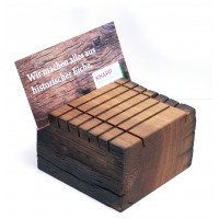 Display aus Altholz für Visitenkarten, Prospekte und Flyer, geölt